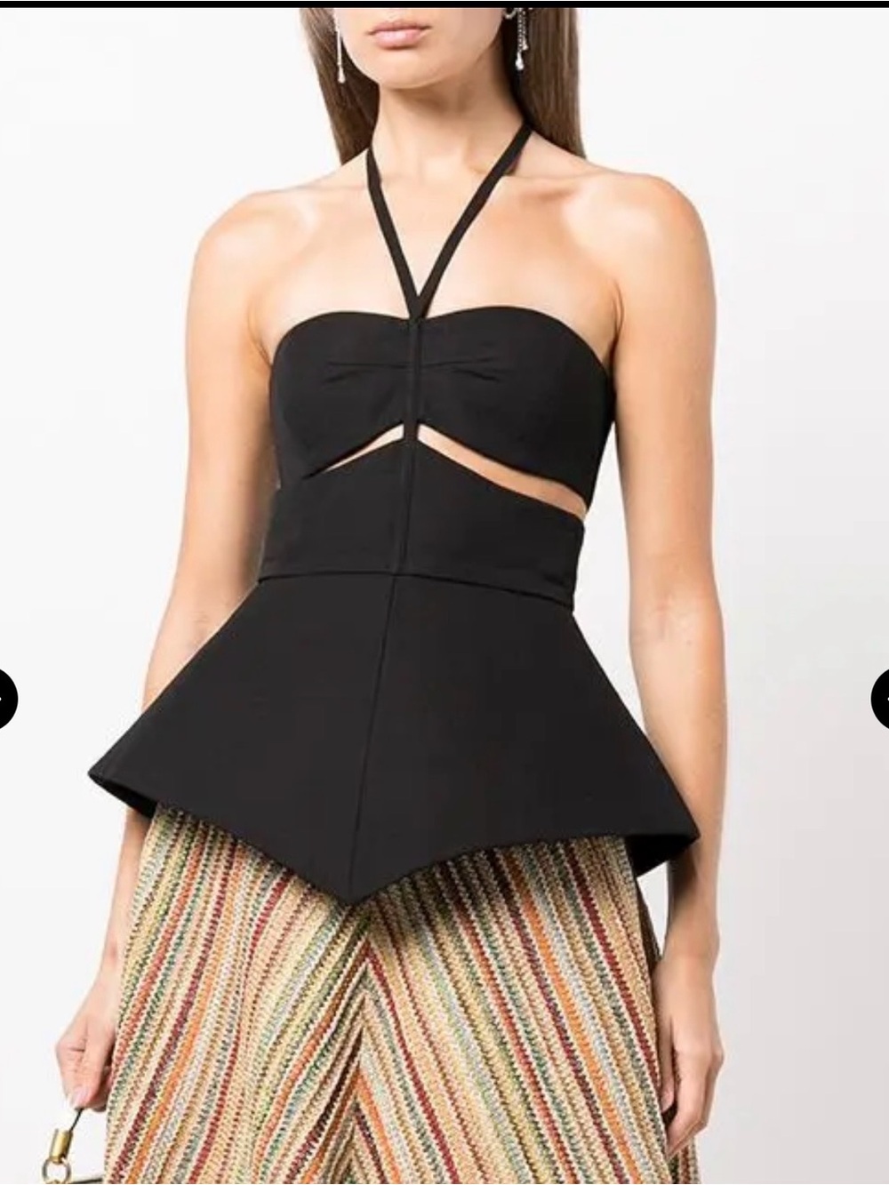 Navy blue Peplum Cutout Women's Top